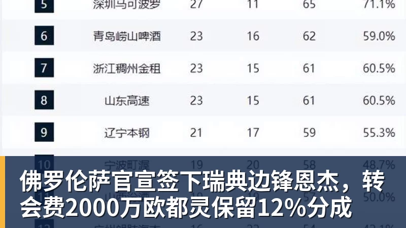 佛罗伦萨官宣签下瑞典边锋恩杰，转会费2000万欧都灵保留12%分成
